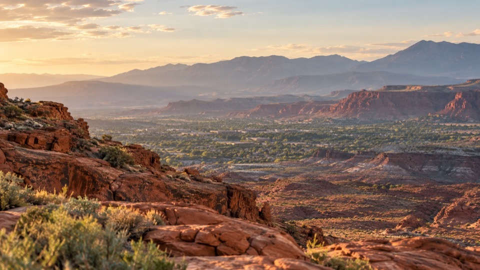 Red sandstone cliffs overlooking St. George, Utah